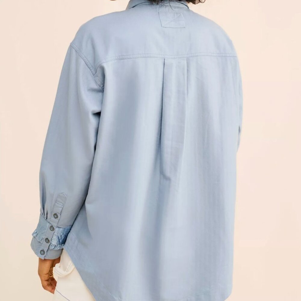 NWT We The Free Night Moves Shirt Blouse Boho Ruffle Blue $148 - Picture 4 of 15